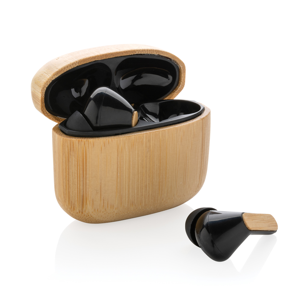 Auriculares personalizados TWS de bambú FSC y plástico reciclado RCS - Tecnología - Regalo Promocional Personalizado - vista alternativa