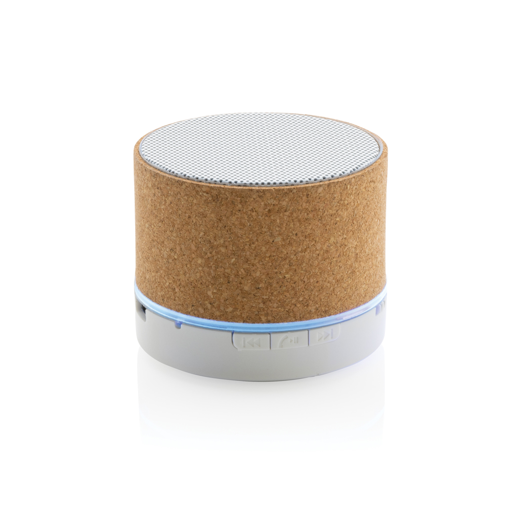 Altavoz inalámbrico personalizado de corcho FSC de 3W con luz integrada - Tecnología - Regalo Promocional Personalizado - vista alternativa