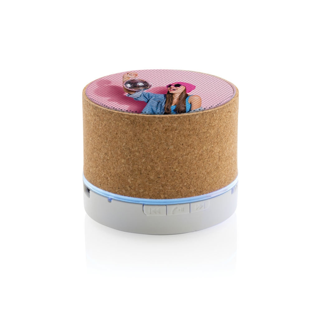 Altavoz inalámbrico personalizado de corcho FSC de 3W con luz integrada - Tecnología - Regalo Promocional Personalizado - imagen 7