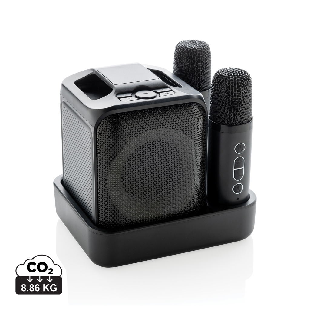 Set personalizado karaoke Singvibe RCS de plástico reciclado con doble micrófono - Tecnología - Regalo Promocional Personalizado