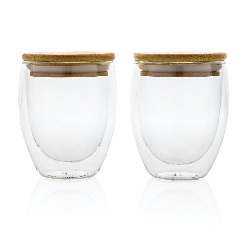 Vidrio personalizado de borosilicato doble pared con tapa bambú 250ml - Tazas y vasos personalizados - Regalo Promocional Personalizado - imagen 3