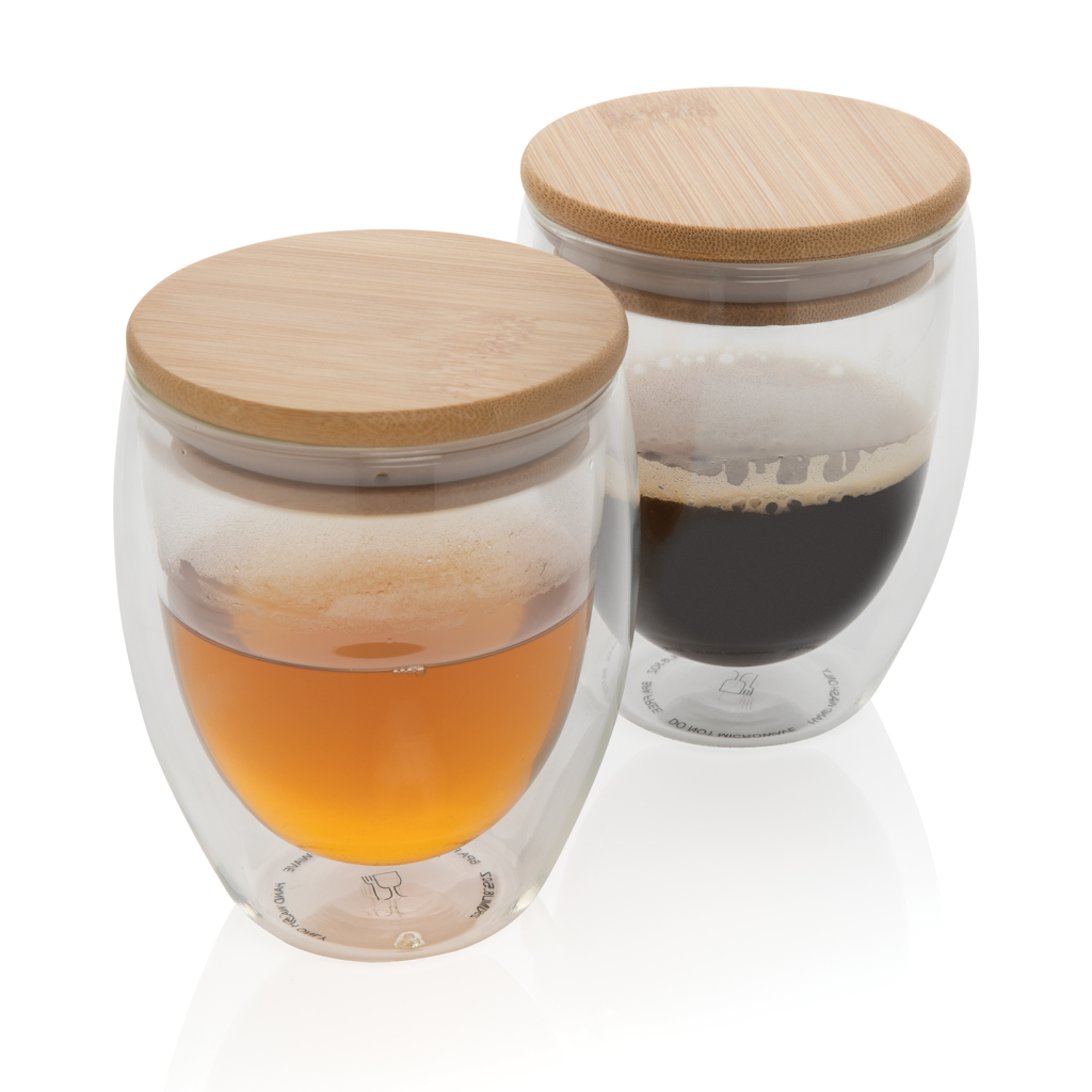 Vidrio personalizado de borosilicato doble pared con tapa bambú 250ml - Tazas y vasos personalizados - Regalo Promocional Personalizado - imagen 5