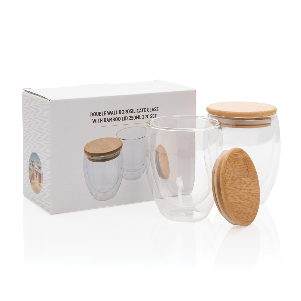 Vidrio personalizado de borosilicato doble pared con tapa bambú 250ml - Tazas y vasos personalizados - Regalo Promocional Personalizado - imagen 11