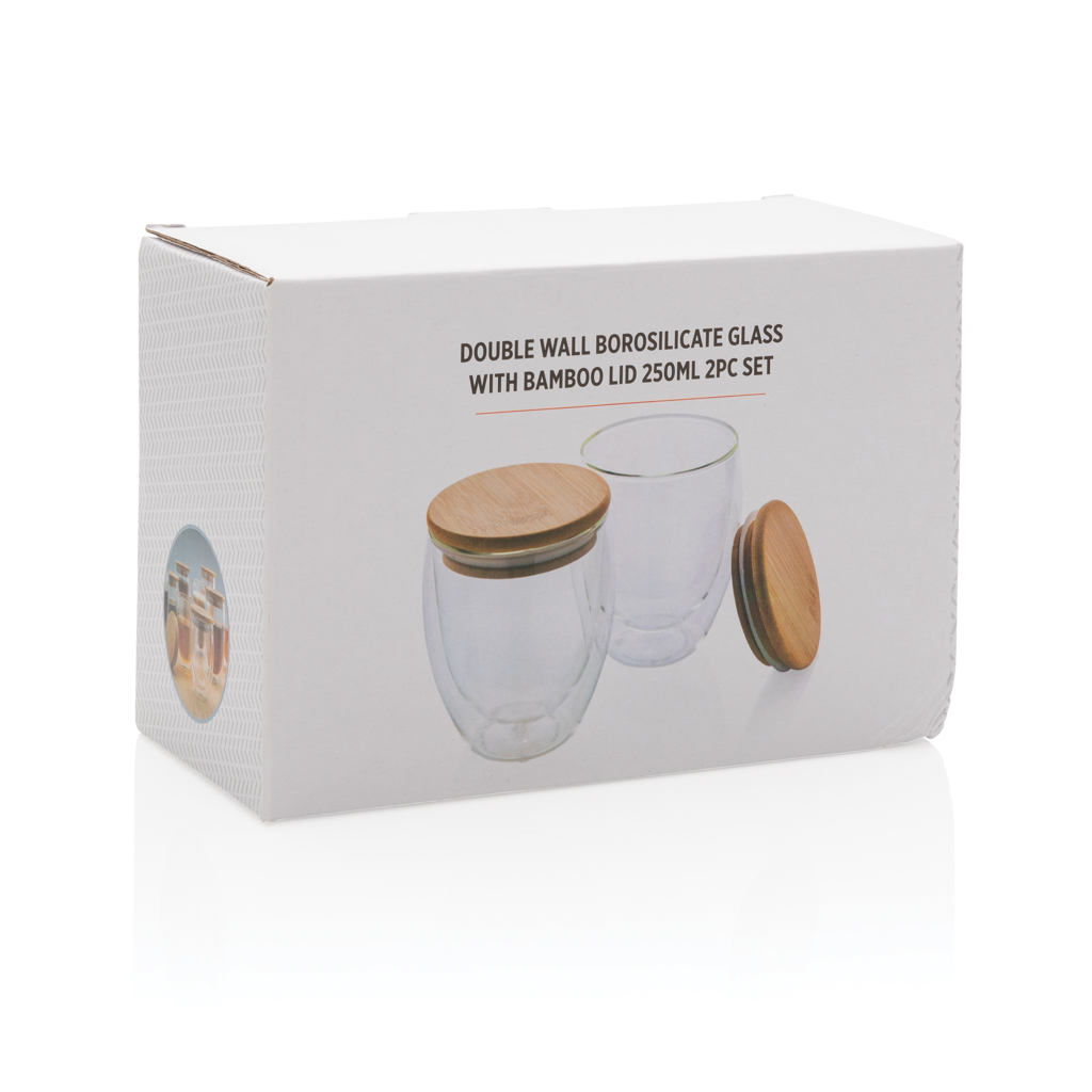 Vidrio personalizado de borosilicato doble pared con tapa bambú 250ml - Tazas y vasos personalizados - Regalo Promocional Personalizado - imagen 12