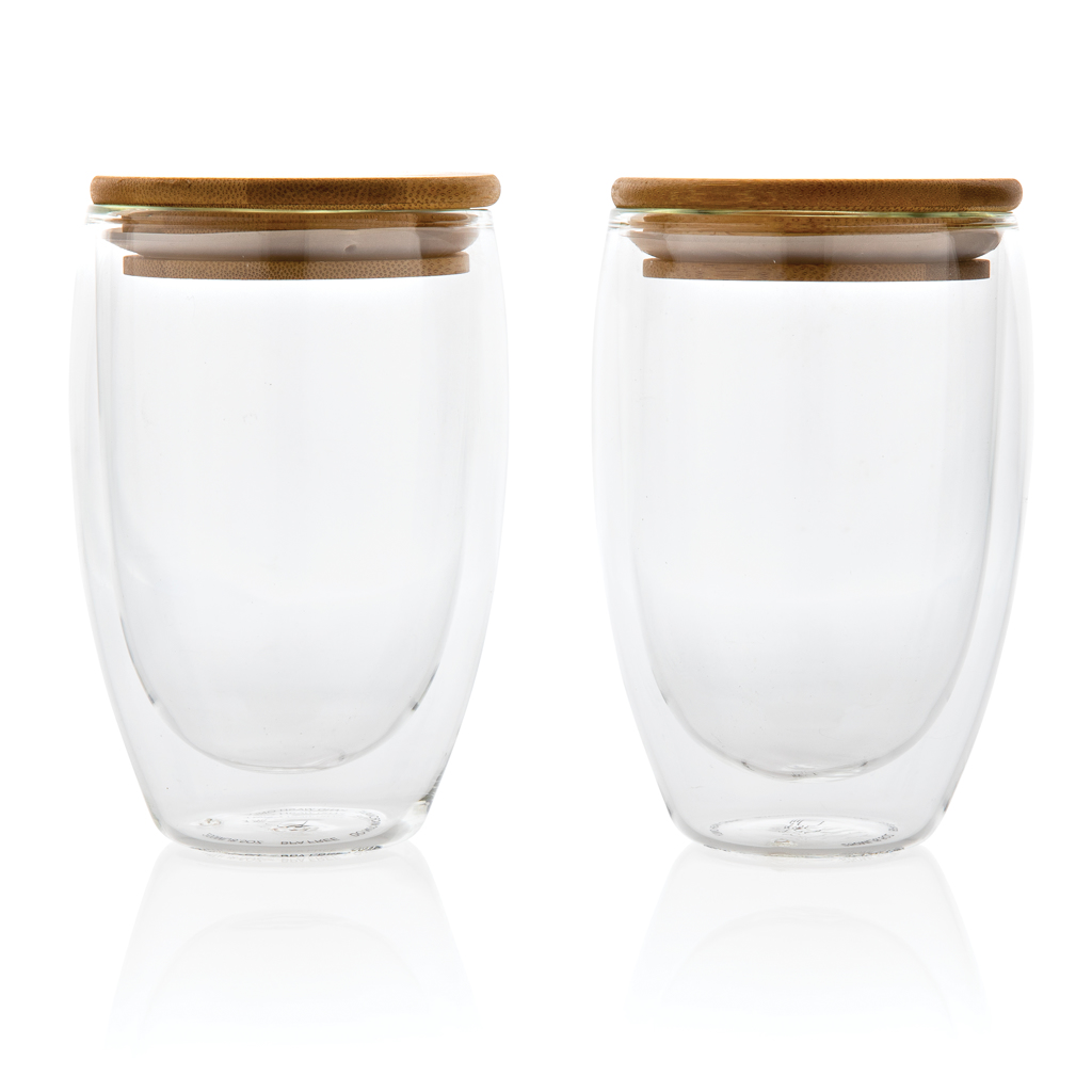 Vidrio personalizado de borosilicato doble pared con tapa bambú 350ml - Tazas y vasos personalizados - Regalo Promocional Personalizado - imagen 3