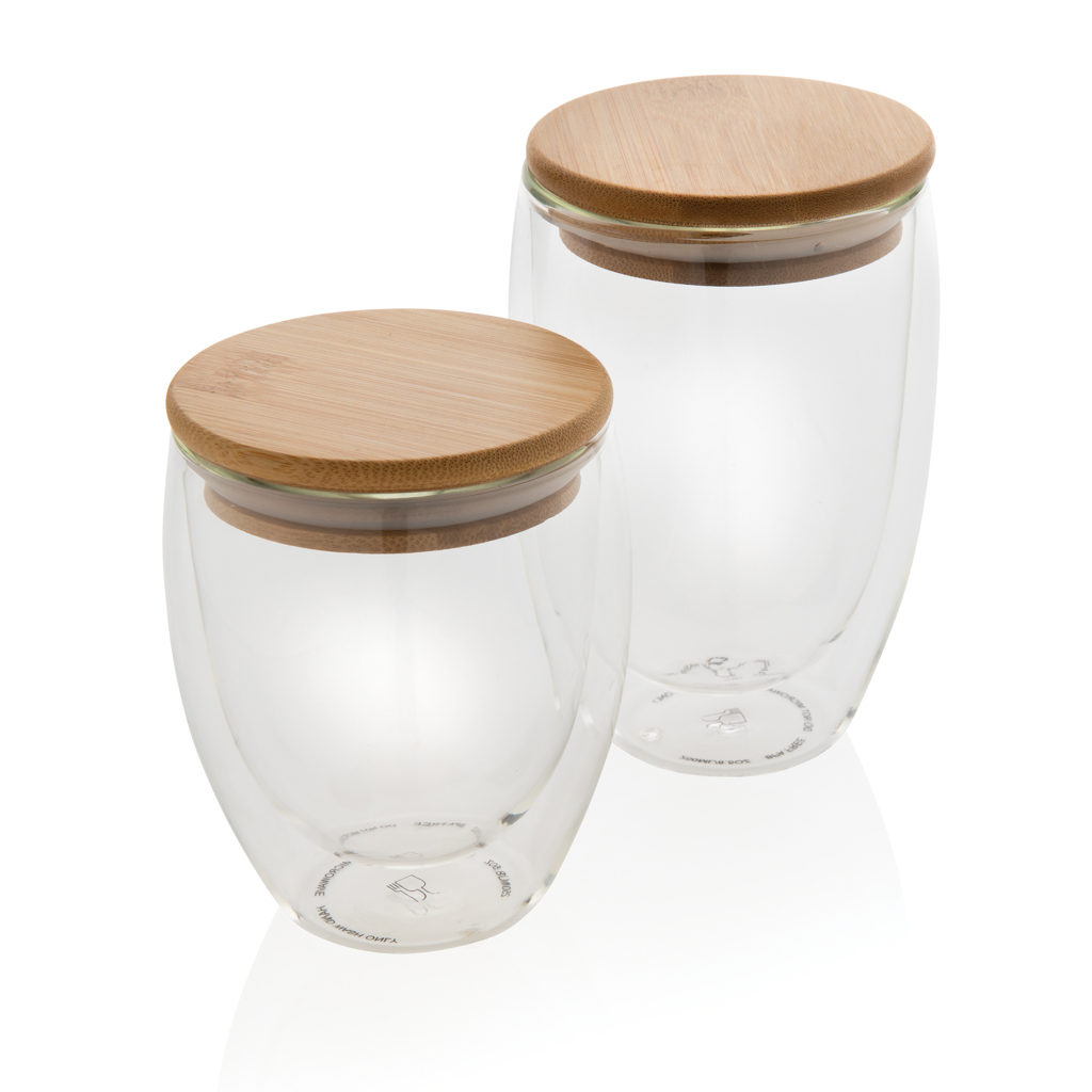 Vidrio personalizado de borosilicato doble pared con tapa bambú 350ml - Tazas y vasos personalizados - Regalo Promocional Personalizado - imagen 7