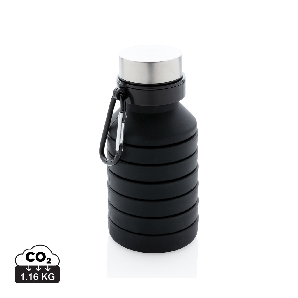 Botella de silicona plegable personalizada antigoteo con mosquetón - Tazas y botellas - Regalo Promocional Personalizado