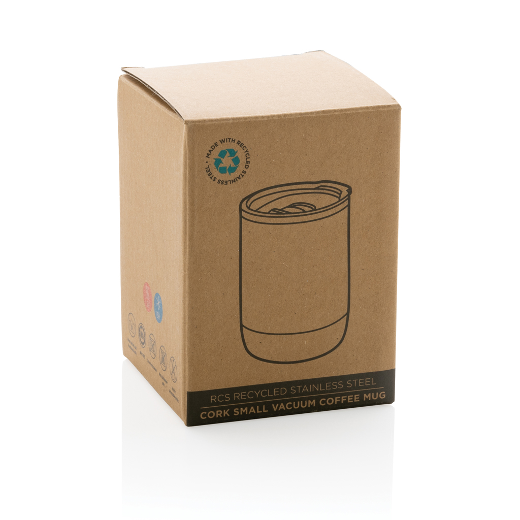 Taza de café al vacío personalizada pequeña de corcho RCS Re-steel 180ml - Tazas y vasos personalizados - Regalo Promocional Personalizado - imagen 4