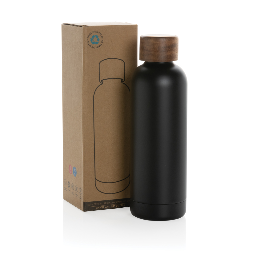 Botella personalizada Wood de acero reciclado certificado RCS 500ml - Tazas y botellas - Regalo Promocional Personalizado - imagen 6