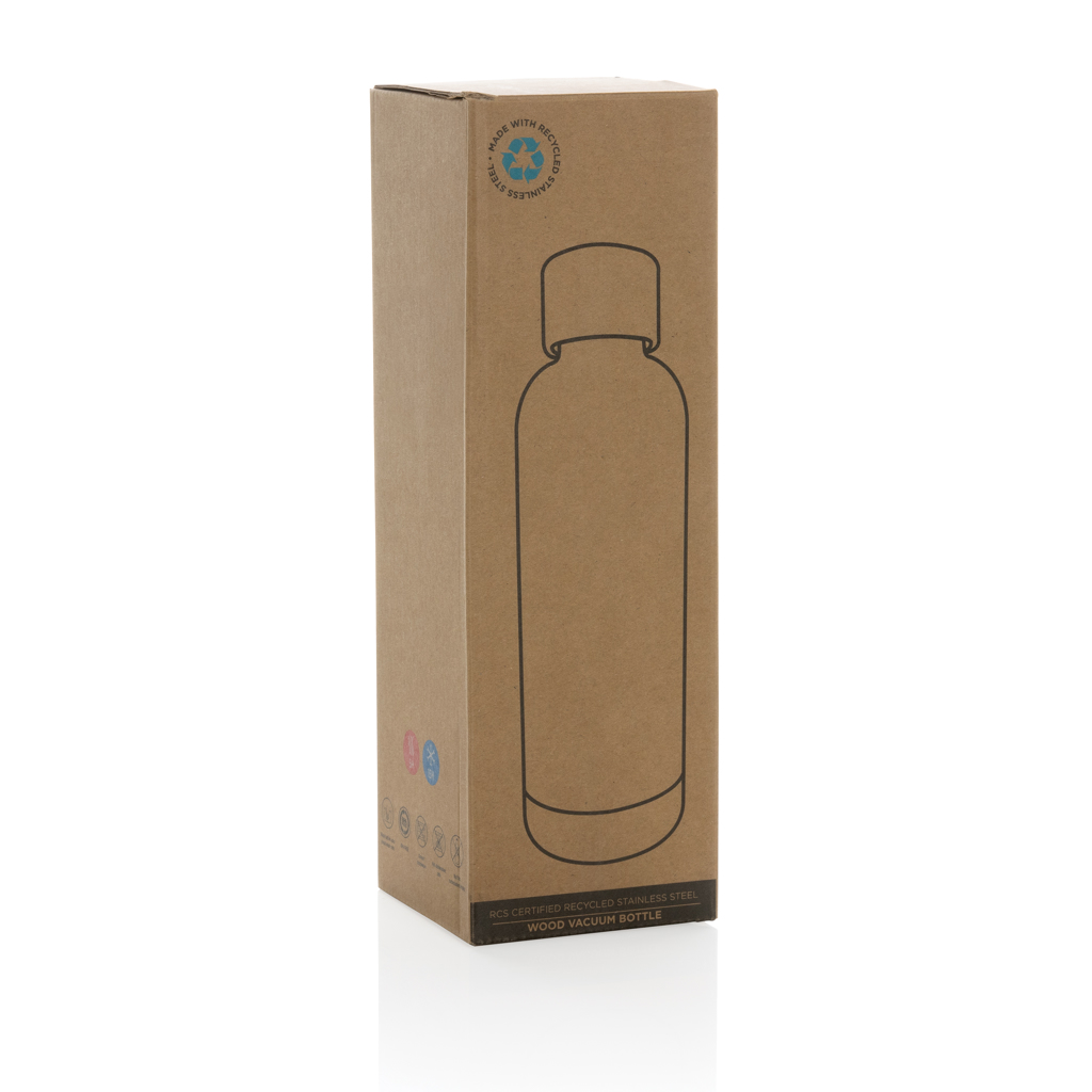 Botella personalizada Wood de acero reciclado certificado RCS 500ml - Tazas y botellas - Regalo Promocional Personalizado - imagen 7