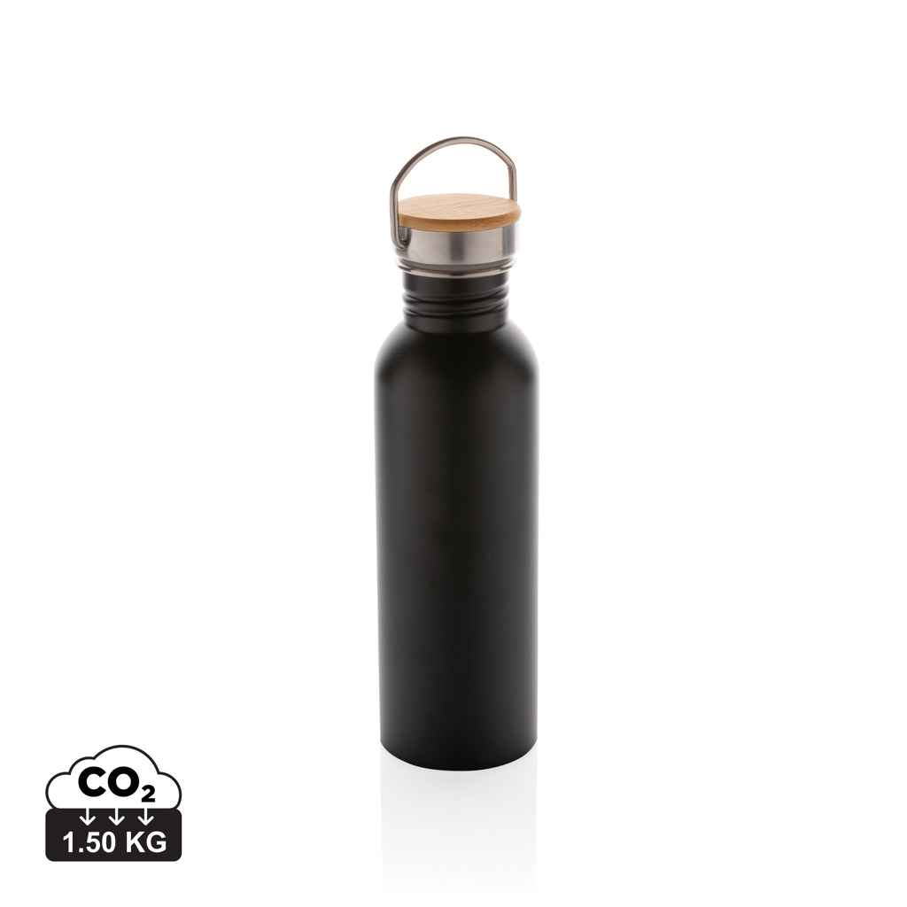 Botella personalizada moderna de acero inoxidable con tapa de bambú de 710ml - Tazas y botellas - Regalo Promocional Personalizado