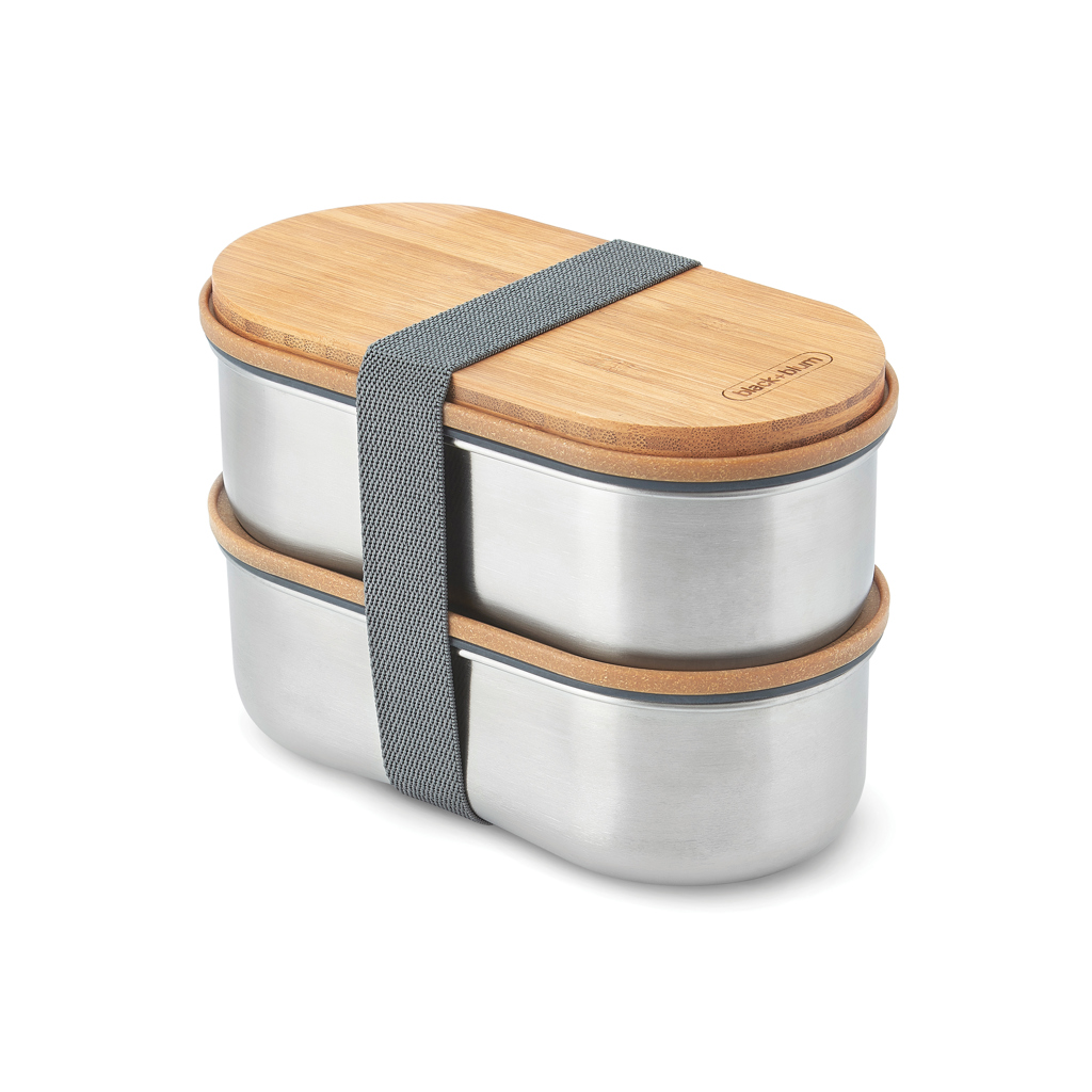 Tuppers Bento Doble de acero inoxidable Black+Blum - Termos personalizados - Regalo Promocional Personalizado - imagen 2