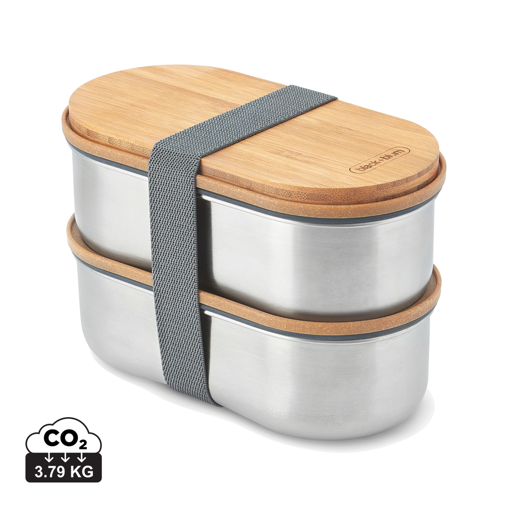 Tuppers Bento Doble de acero inoxidable Black+Blum - Termos personalizados - Regalo Promocional Personalizado