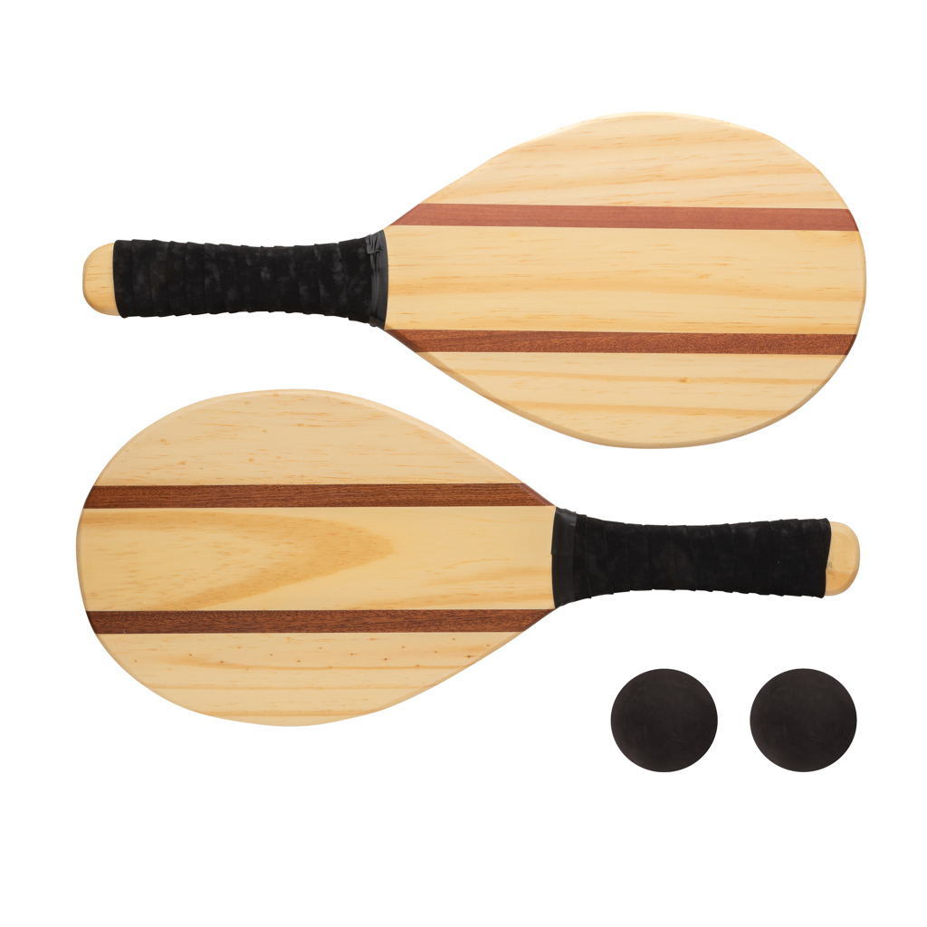 Set tenis personalizado de madera de pino y sapeli - Verano - Regalo Promocional Personalizado - vista alternativa