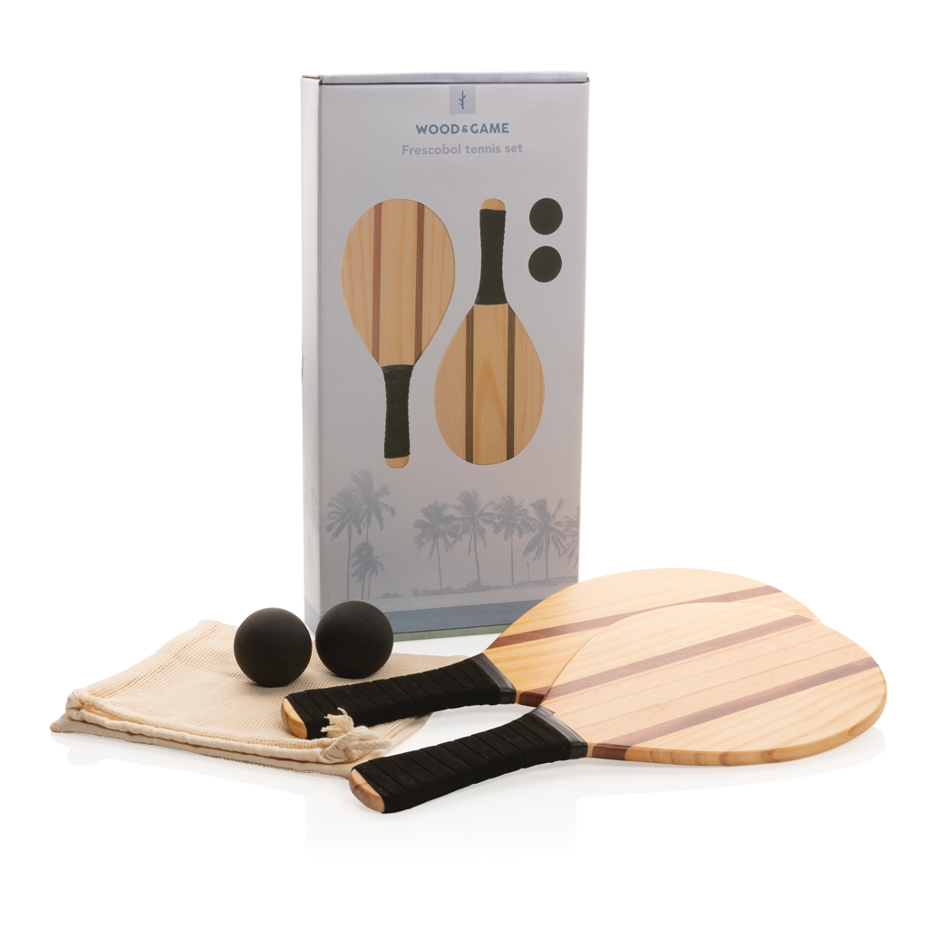 Set tenis personalizado de madera de pino y sapeli - Verano - Regalo Promocional Personalizado - imagen 7