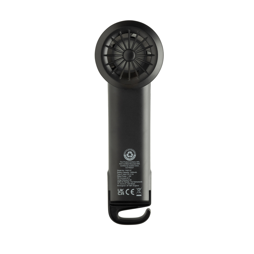 Ventilador portátil recargable Twist RCS plástico reciclado - Verano - Regalo Promocional Personalizado - imagen 9