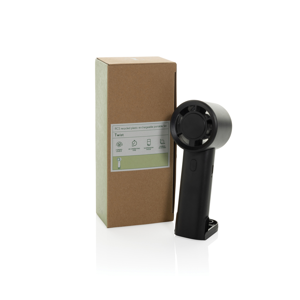 Ventilador portátil recargable Twist RCS plástico reciclado - Verano - Regalo Promocional Personalizado - imagen 4