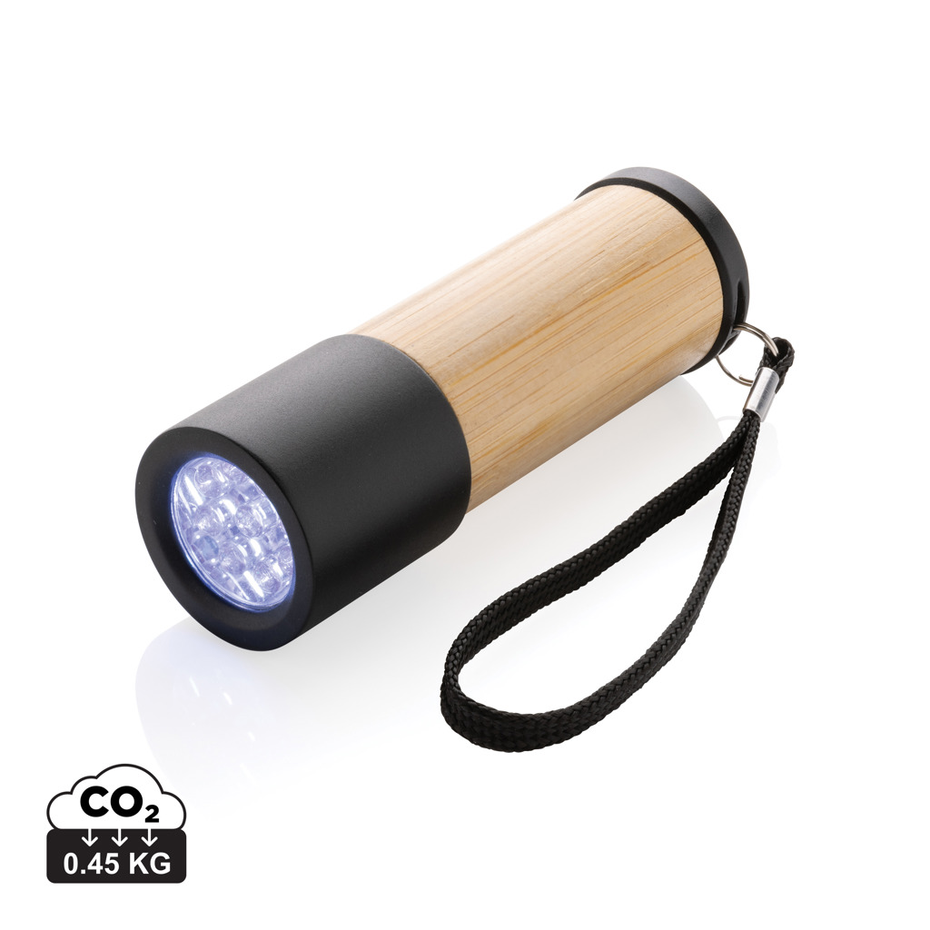 Linterna personalizada de bambú y plástico reciclado RCS - Linternas personalizadas - Regalo Promocional Personalizado