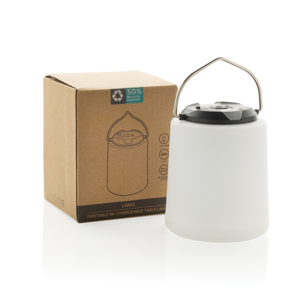 Lámpara Limio portátil recargable plástico reciclado RCS - Linternas personalizadas - Regalo Promocional Personalizado - imagen 3