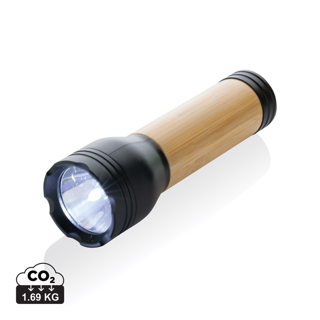 Linterna personalizada Lucid 3W RCS de bambú y plástico reciclado - Linternas personalizadas - Regalo Promocional Personalizado