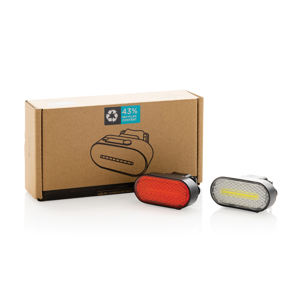 Set de luces de bicicleta recargables personalizado USB de plástico reciclado - Deporte y aventura - Regalo Promocional Personalizado - imagen 11