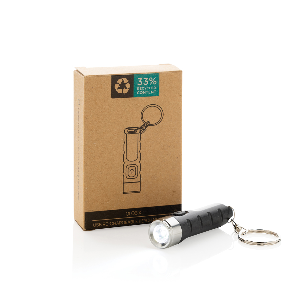 Linterna llavero personalizada recargable USB Globix de plástico reciclado - Linternas personalizadas - Regalo Promocional Personalizado - imagen 8