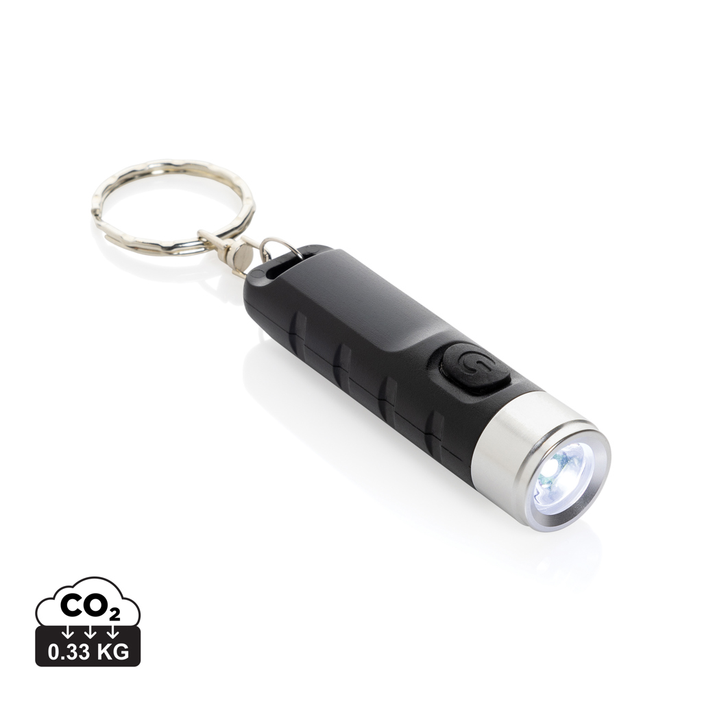 Linterna llavero personalizada recargable USB Globix de plástico reciclado - Linternas personalizadas - Regalo Promocional Personalizado