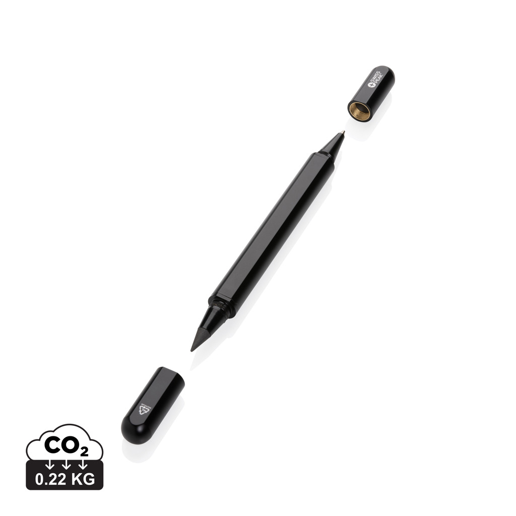 Bolígrafo personalizado Swiss Peak Storm RCS de doble punta de aluminio - Escritura - Regalo Promocional Personalizado