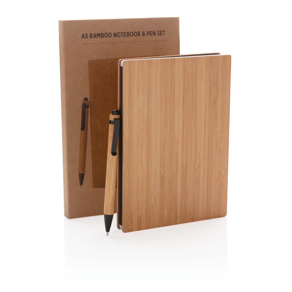 Juego de libreta A5 y bolígrafo Bamboo - Oficina - Regalo Promocional Personalizado - imagen 8