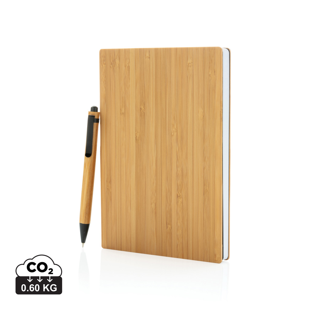 Juego de libreta A5 y bolígrafo Bamboo - Oficina - Regalo Promocional Personalizado