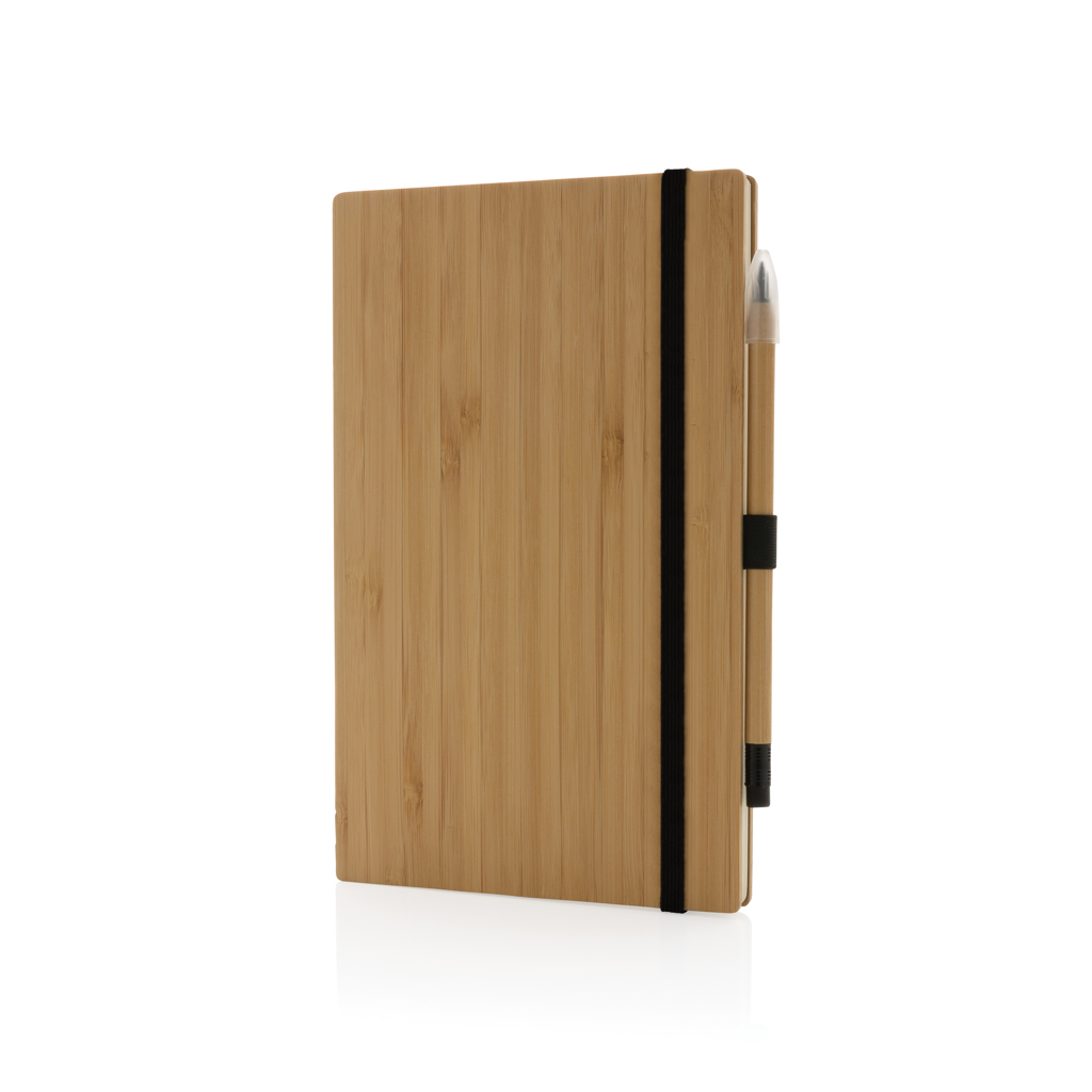 Set de cuaderno y lápiz infinito personalizado de bambú FSC - Set de escritura personalizados - Regalo Promocional Personalizado - vista alternativa