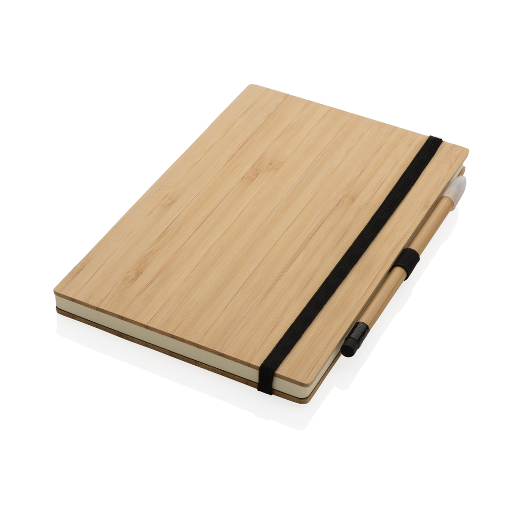 Set de cuaderno y lápiz infinito de bambú - Set de escritura personalizados - Regalo Promocional Personalizado - imagen 3