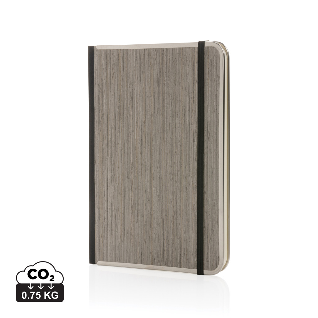 Cuaderno A5 con tapa de madera FSC personalizado de lujo Treeline - Oficina - Regalo Promocional Personalizado