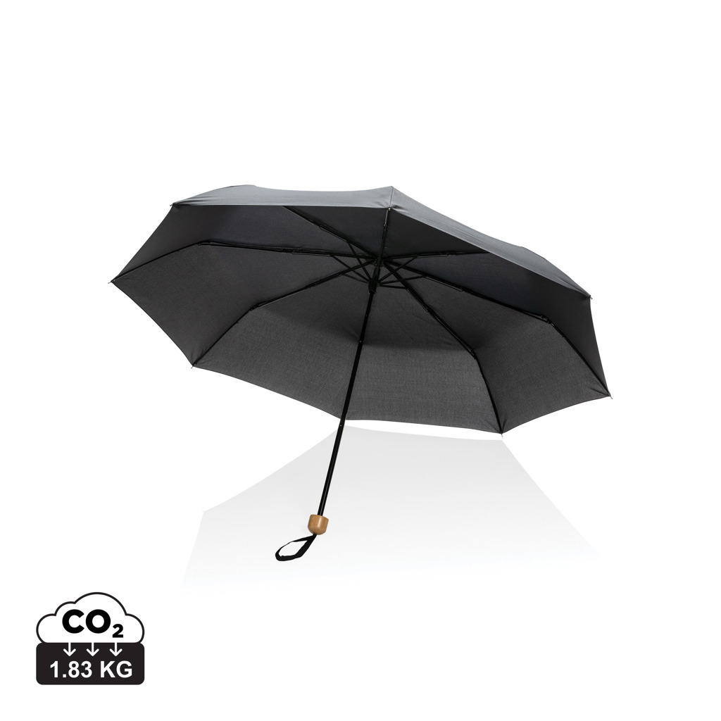 Mini paraguas personalizado RPET 190T de bambú 20,5" Impact Aware