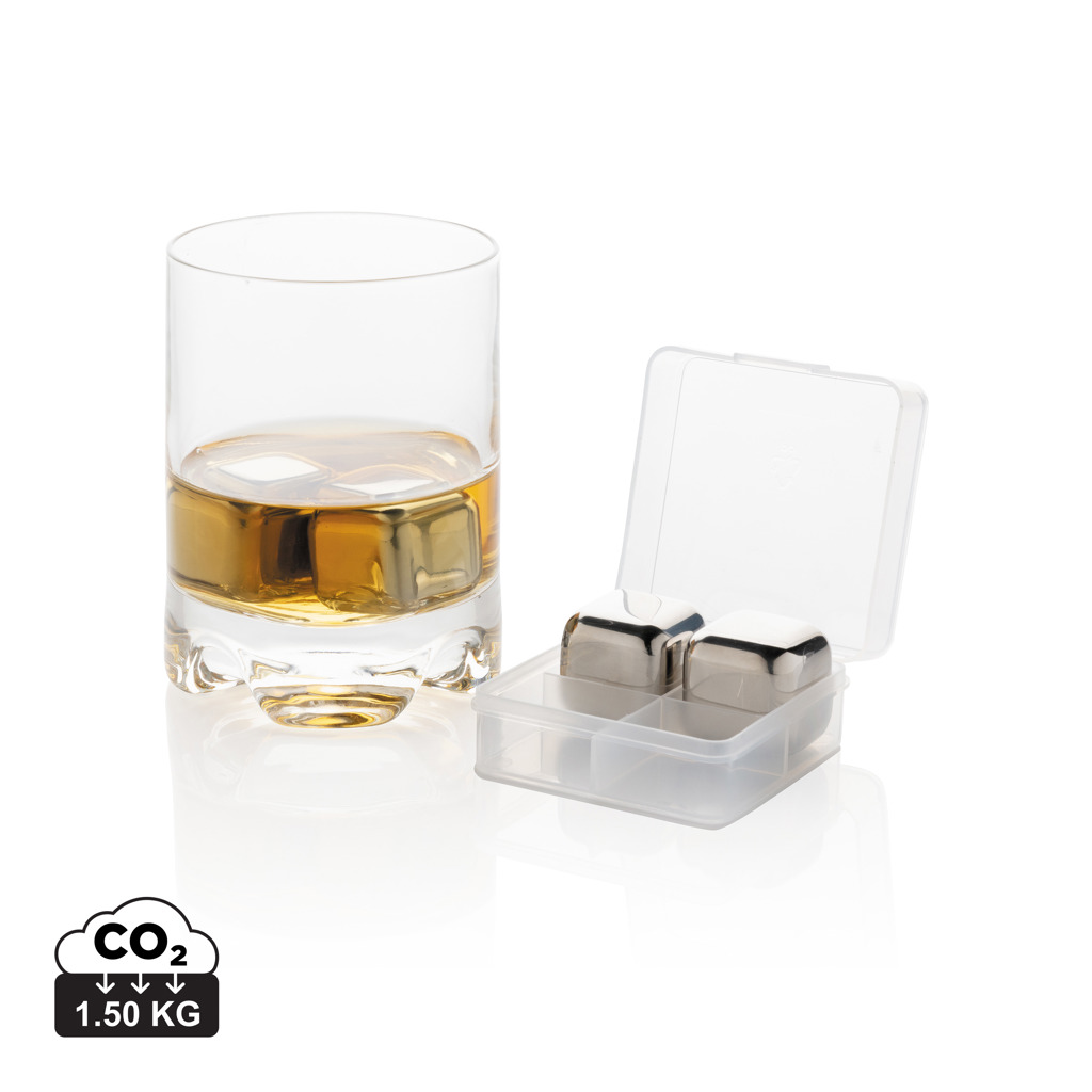 Cubitos hielo reutilizables personalizados acero inoxidable 4 piezas - Otros accesorios bodega - Regalo Promocional Personalizado