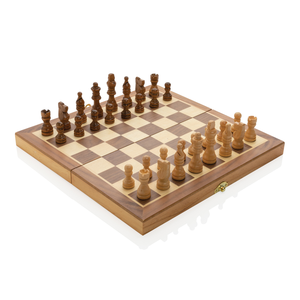 Juego ajedrez personalizado plegable Luxury madera certificada FSC - Niños y Juegos - Regalo Promocional Personalizado - vista alternativa