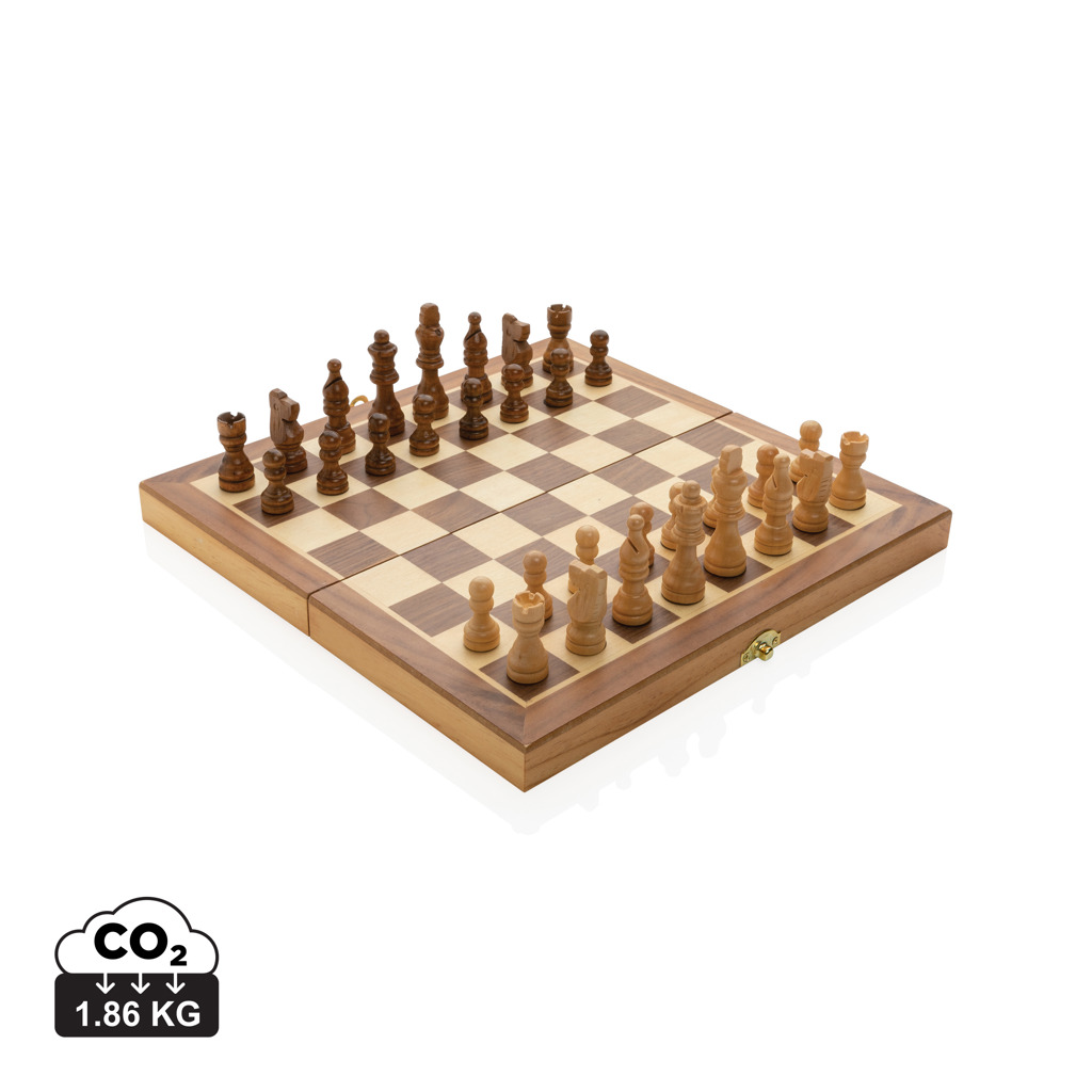 Juego ajedrez personalizado plegable Luxury madera certificada FSC - Niños y Juegos - Regalo Promocional Personalizado