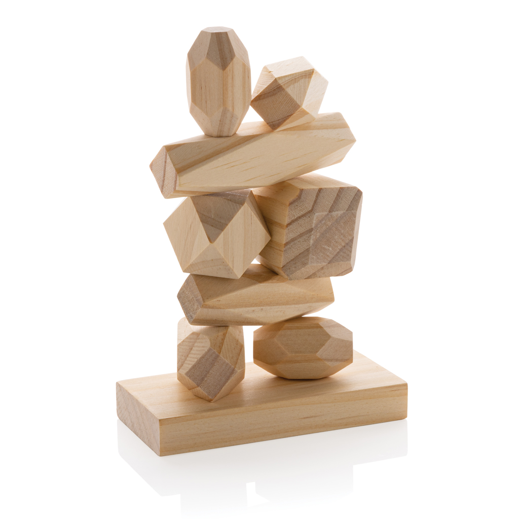 Piedras equilibrio personalizada madera Ukiyo Crios en bolsa reciclada - Niños y Juegos - Regalo Promocional Personalizado - imagen 2