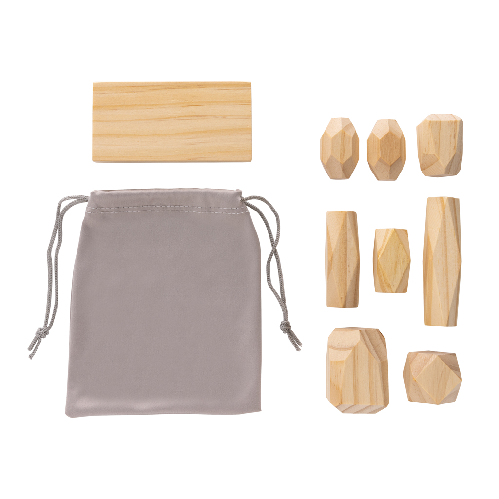 Piedras equilibrio personalizada madera Ukiyo Crios en bolsa reciclada - Niños y Juegos - Regalo Promocional Personalizado - imagen 4