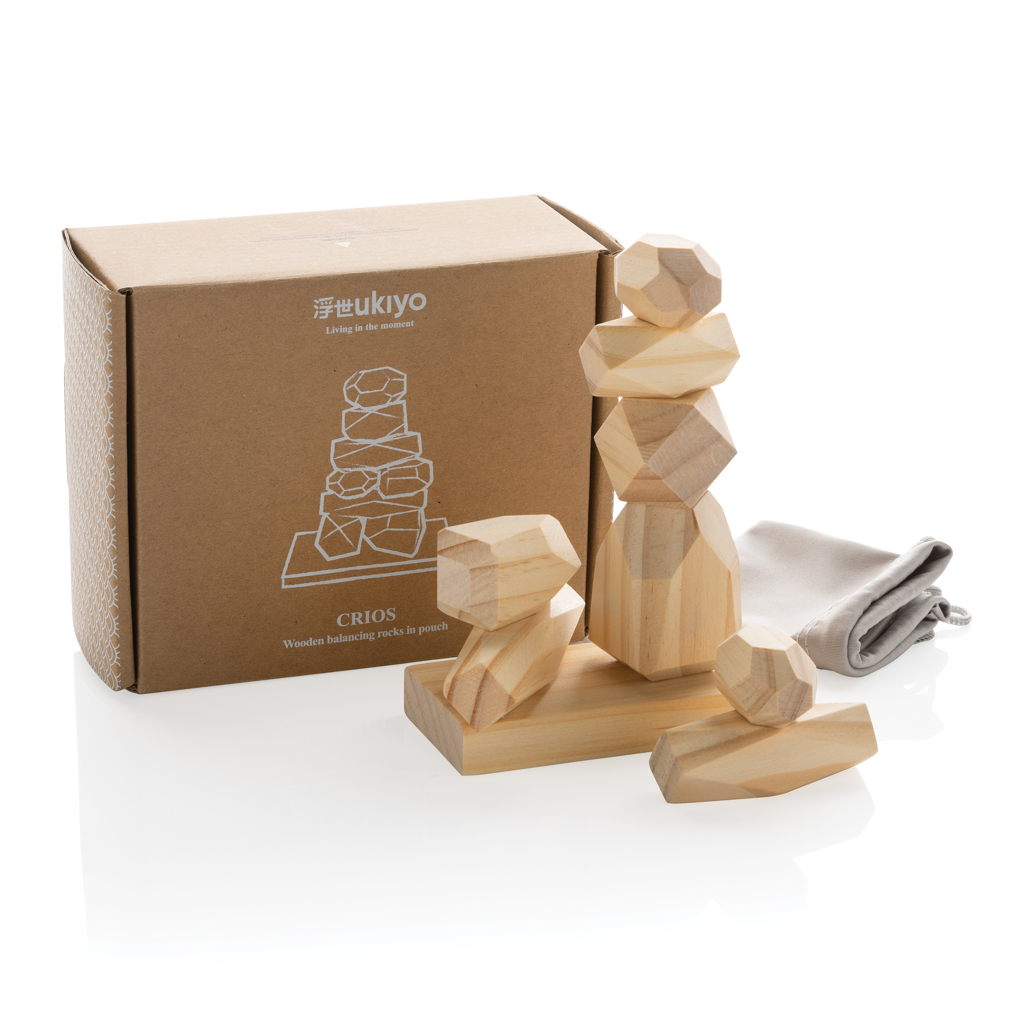Piedras equilibrio personalizada madera Ukiyo Crios en bolsa reciclada - Niños y Juegos - Regalo Promocional Personalizado - imagen 7