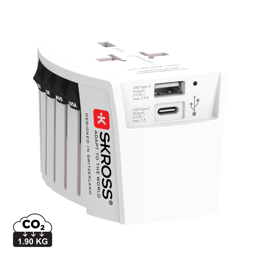 Adaptador viaje mundial personalizado SKROSS USB MUV con USB C - Tecnología - Regalo Promocional Personalizado