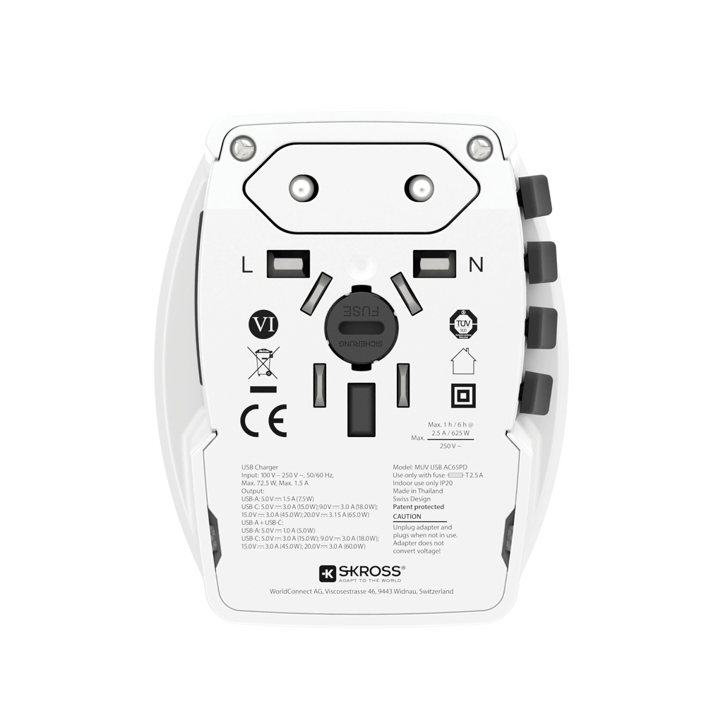 Adaptador viaje mundial personalizado SKROSS MUV 65W PD con cable C USB - Tecnología - Regalo Promocional Personalizado - imagen 5