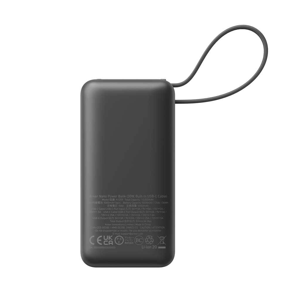 Batería externa Anker Nano 30W con cable USB-C integrado - Tecnología - Regalo Promocional Personalizado - imagen 5