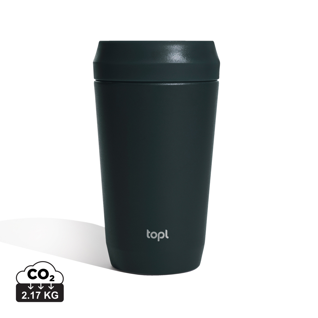 Taza personalizada Topl To Go de acero reciclado con tapa patentada - Termos personalizados - Regalo Promocional Personalizado