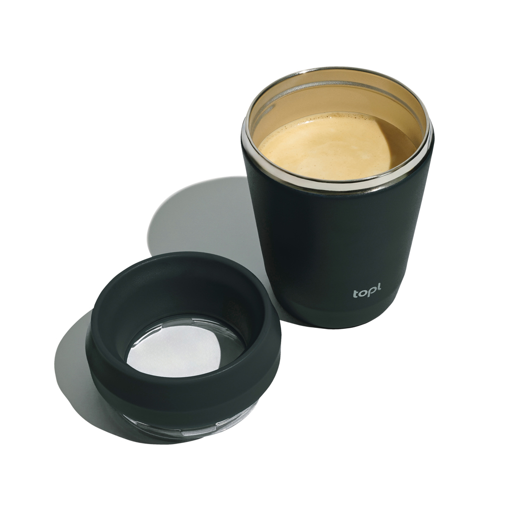Taza personalizada Topl To Go de acero reciclado con tapa 360 patentada - Termos personalizados - Regalo Promocional Personalizado - imagen 3