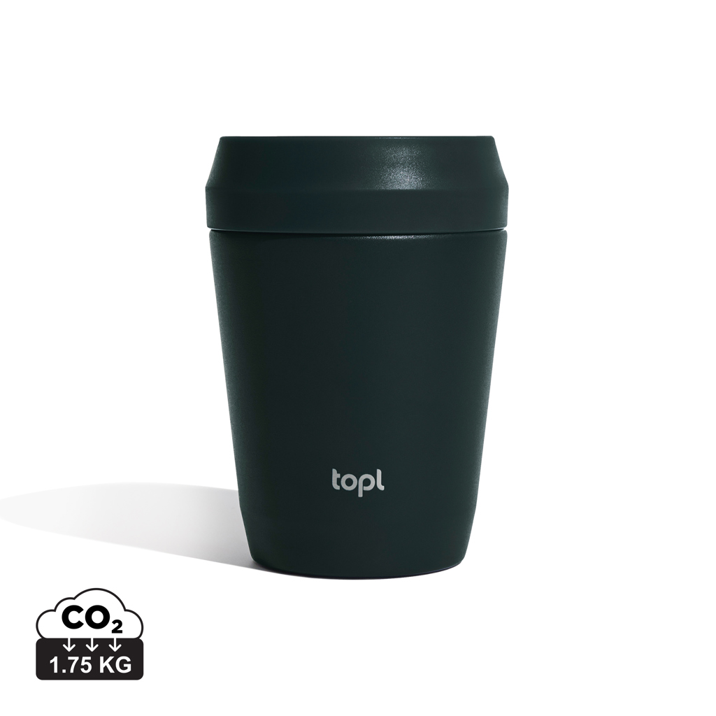 Taza personalizada Topl To Go de acero reciclado con tapa 360 patentada - Termos personalizados - Regalo Promocional Personalizado