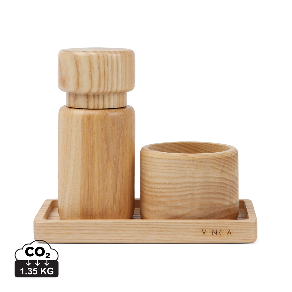 Set sal y pimienta personalizado retro VINGA de fresno FSC - Otros accesorios cocina - Regalo Promocional Personalizado
