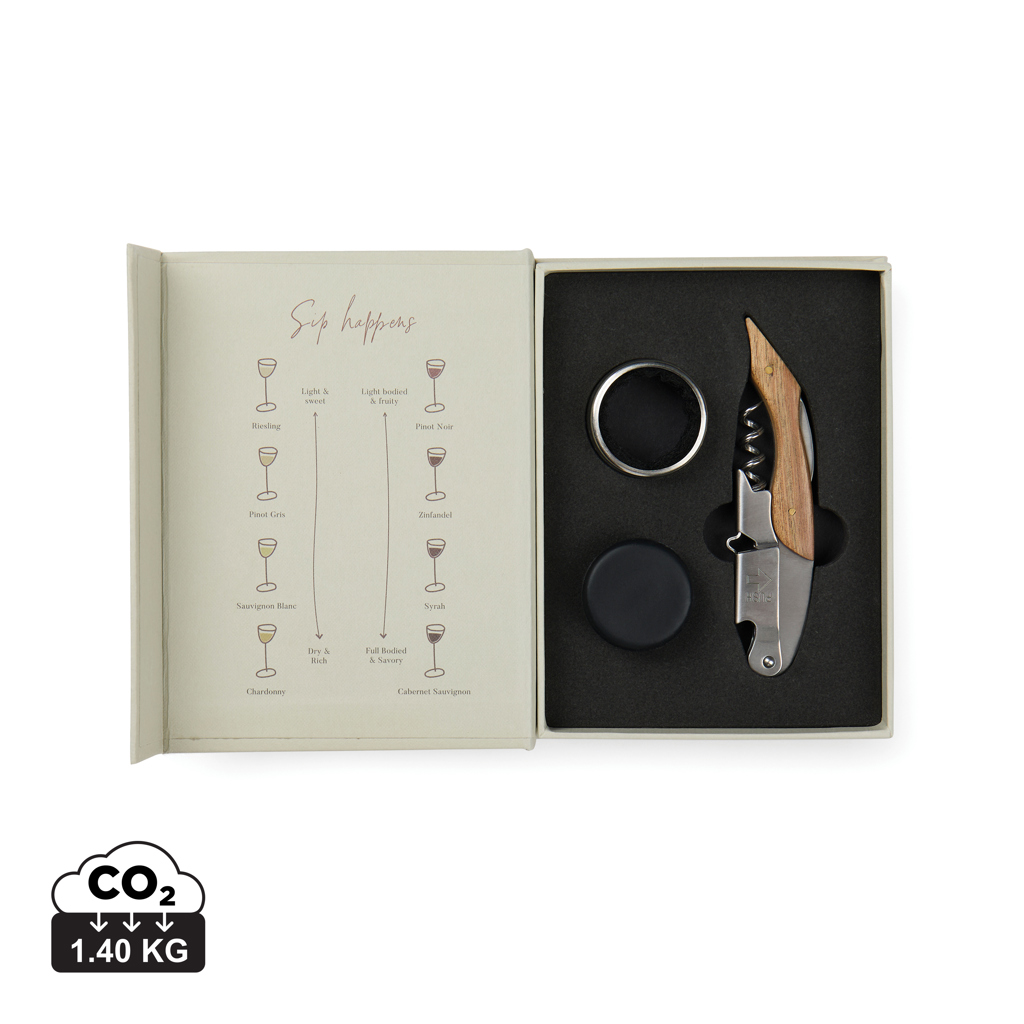 Set Historia del vino personalizado VINGA de acero inoxidable - Otros accesorios bodega - Regalo Promocional Personalizado