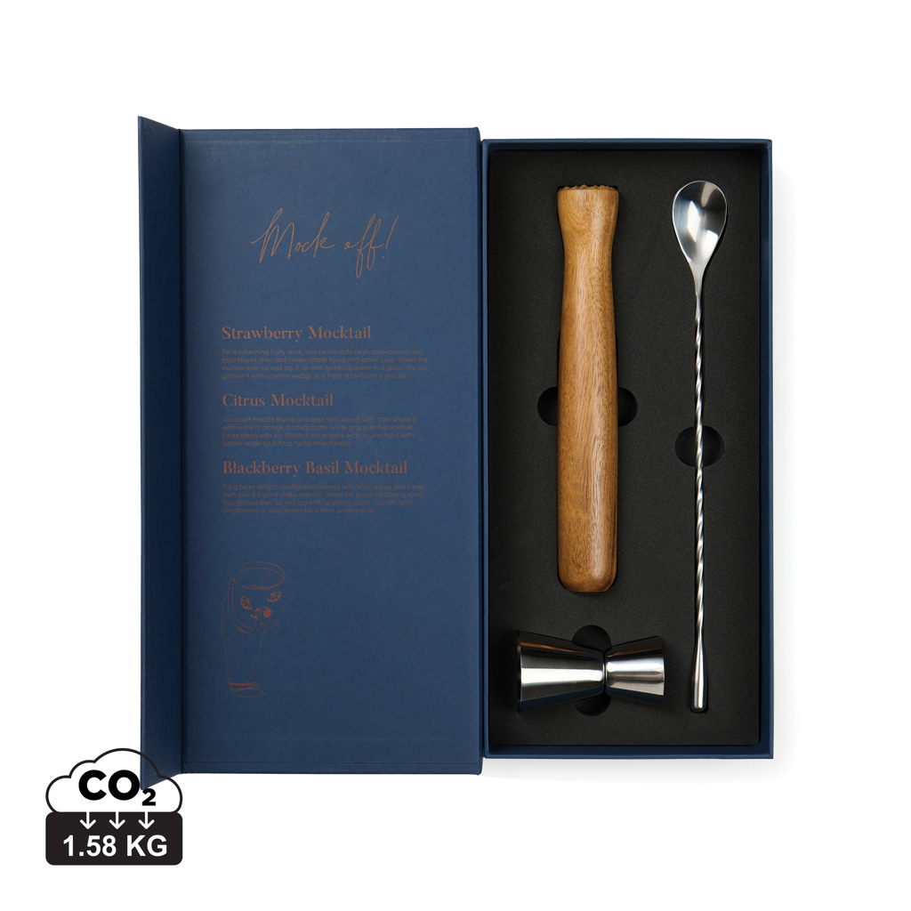 Set Historia del cóctel personalizado VINGA de acacia FSC - Set de vino - Regalo Promocional Personalizado