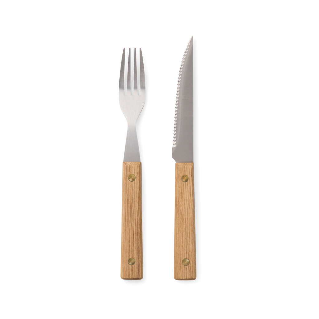 Set de cubiertos personalizado VINGA Paso para barbacoa de madera FSC y acero - Otros accesorios cocina - Regalo Promocional Personalizado - vista alternativa